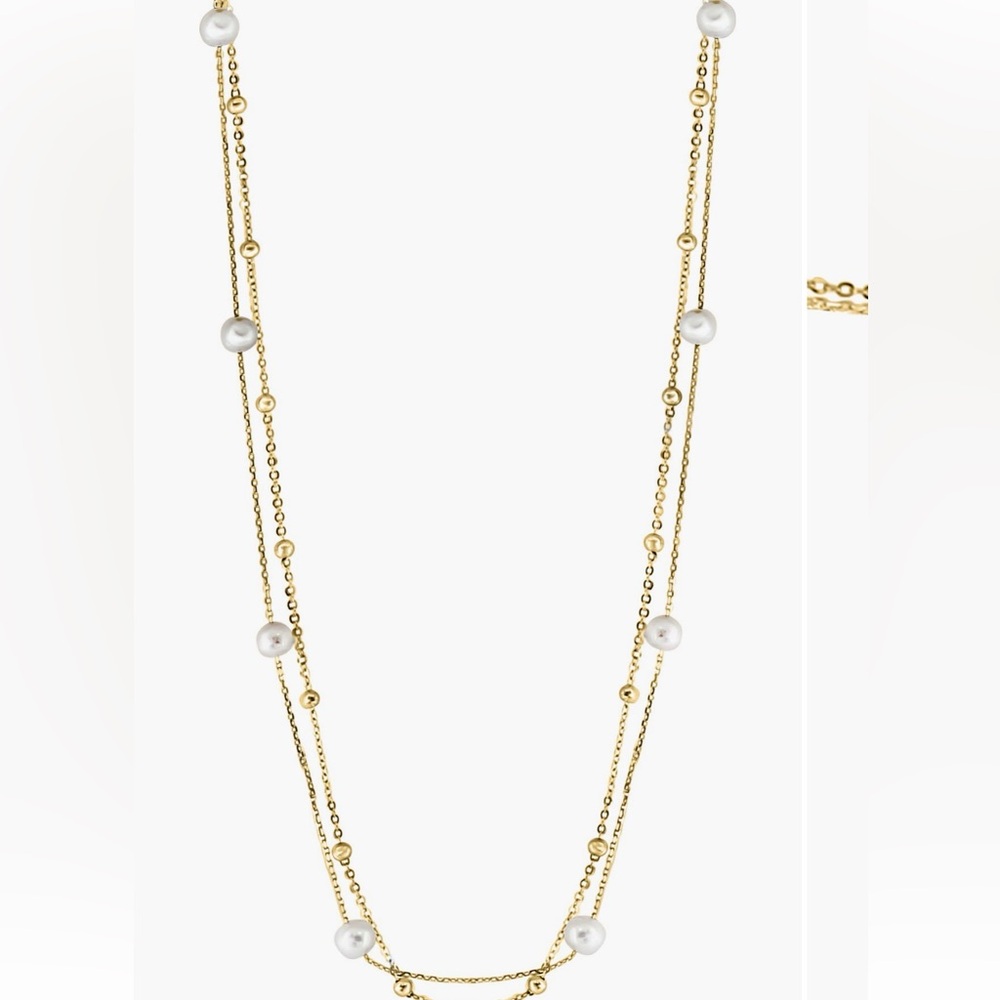 Effy Elegant Gold and White Pearl Necklace 14k gold platted